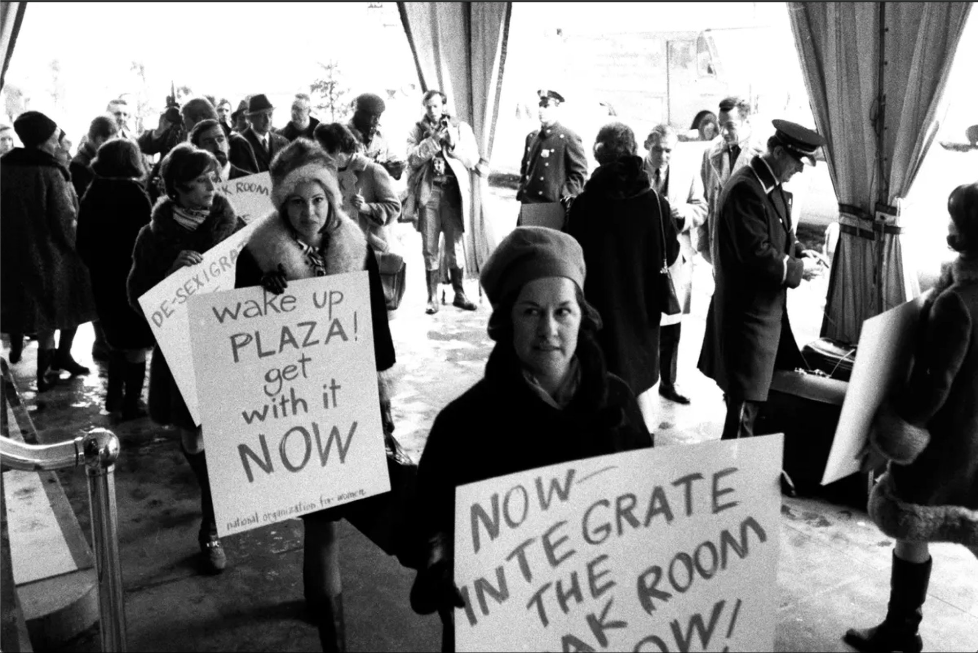 NOW members protesting for women's rights and integration, 1960s